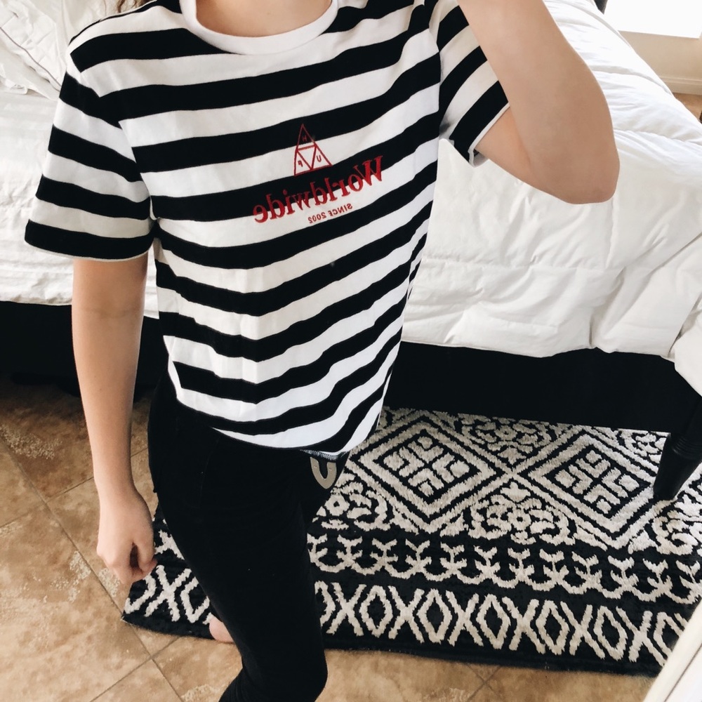 huf striped tee shirt